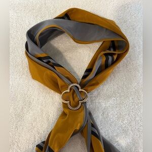 Chic Gold-Tone Clover Scarf Slide Ring w/ Rhinestone Accents